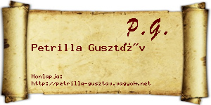 Petrilla Gusztáv névjegykártya